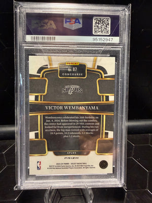 2023–24 Panini Select Victor Wembanyama #87 Concourse Tectonic Prizm RC PSA 10