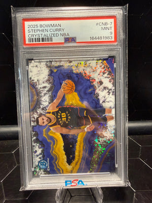 2025-26 Bowman Chrome Stephen Curry #CNB-7 Crystallized NBA SSP PSA 9
