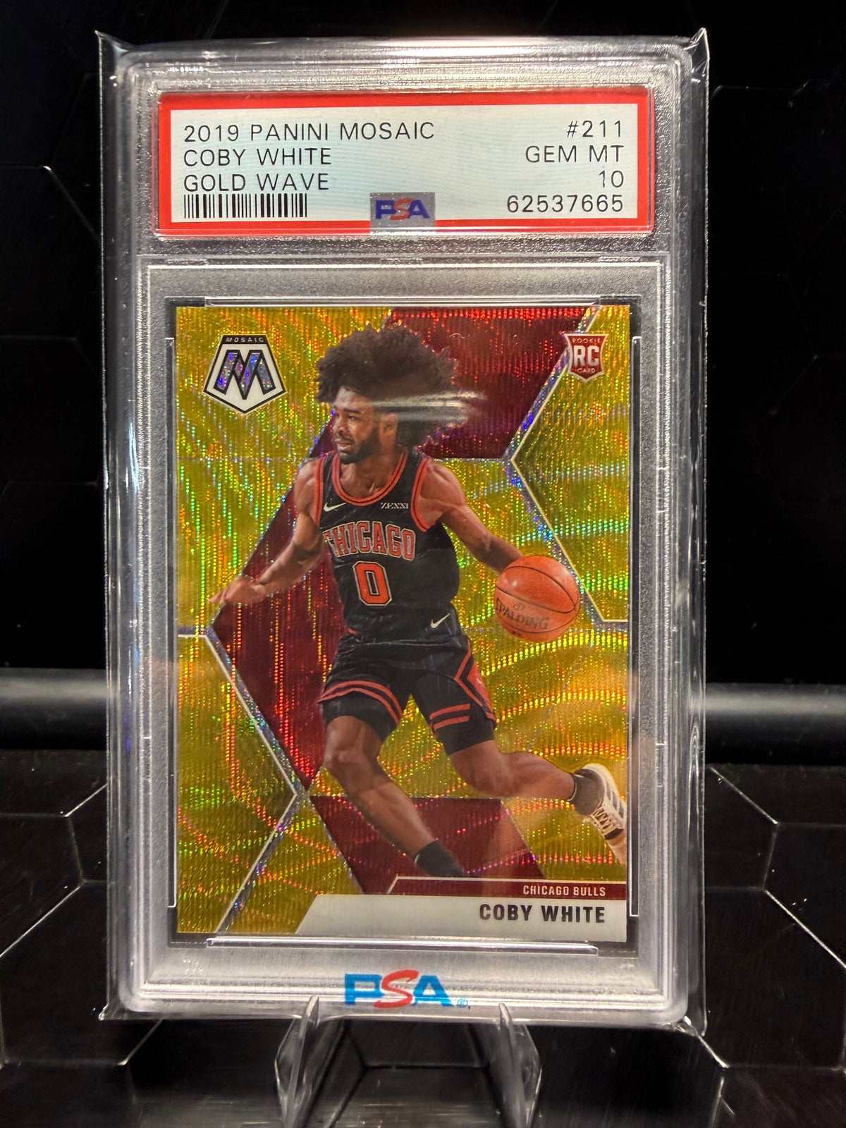 2019-20 Panini Mosaic #211 Coby White Red Wave Prizm PSA 10