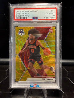 2019-20 Panini Mosaic #211 Coby White Red Wave Prizm PSA 10