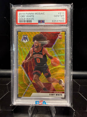 2019-20 Panini Mosaic #211 Coby White Red Wave Prizm PSA 10