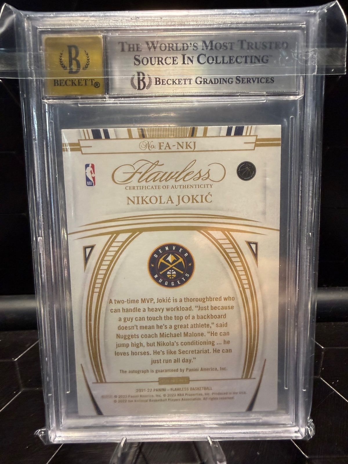2021-22  Flawless Nikola Jokić #35 Flawless Autographs /25 BGS 8.5 Auto 10