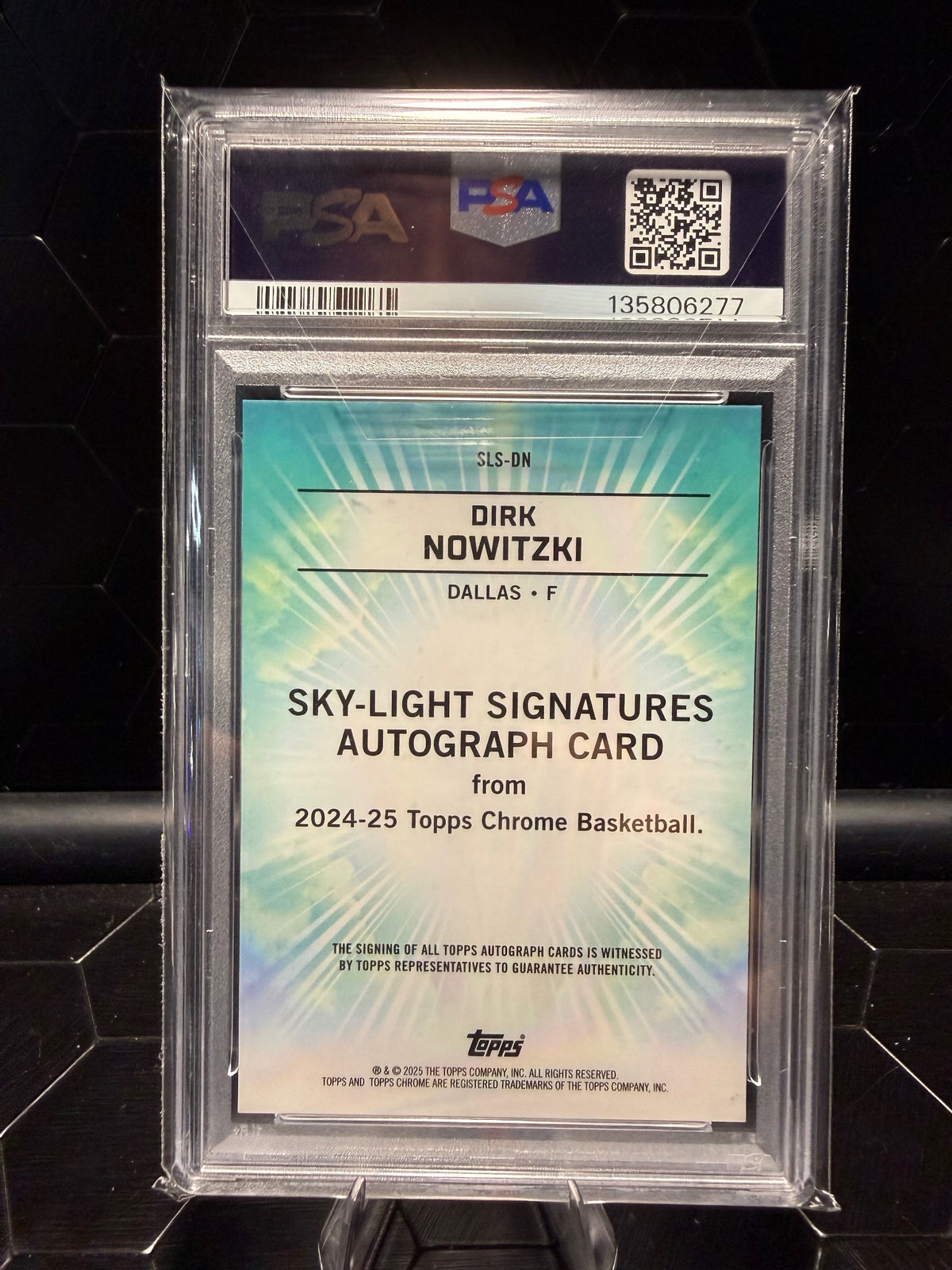 2024-25 Topps Chrome Sapphire Dirk Nowitzki SLS-DN Sky-Light Auto PSA 10