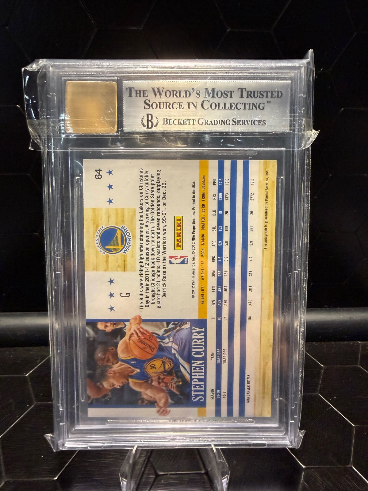 2011-12 Panini Hoops Stephen Curry #64 Autographs SP BGS 8.5 Auto 9