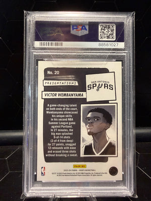 2023-24 Panini NBA Hoops Victor Wembanyama #20 Presentations SSP RC PSA 10