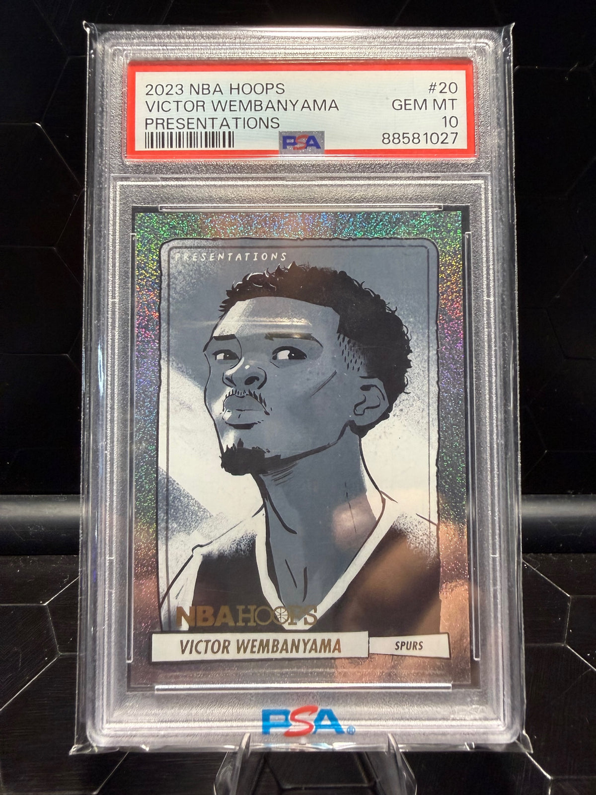 2023-24 Panini NBA Hoops Victor Wembanyama #20 Presentations SSP RC PSA 10