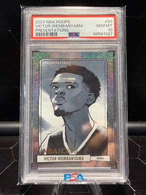 2023-24 Panini NBA Hoops Victor Wembanyama #20 Presentations SSP RC PSA 10
