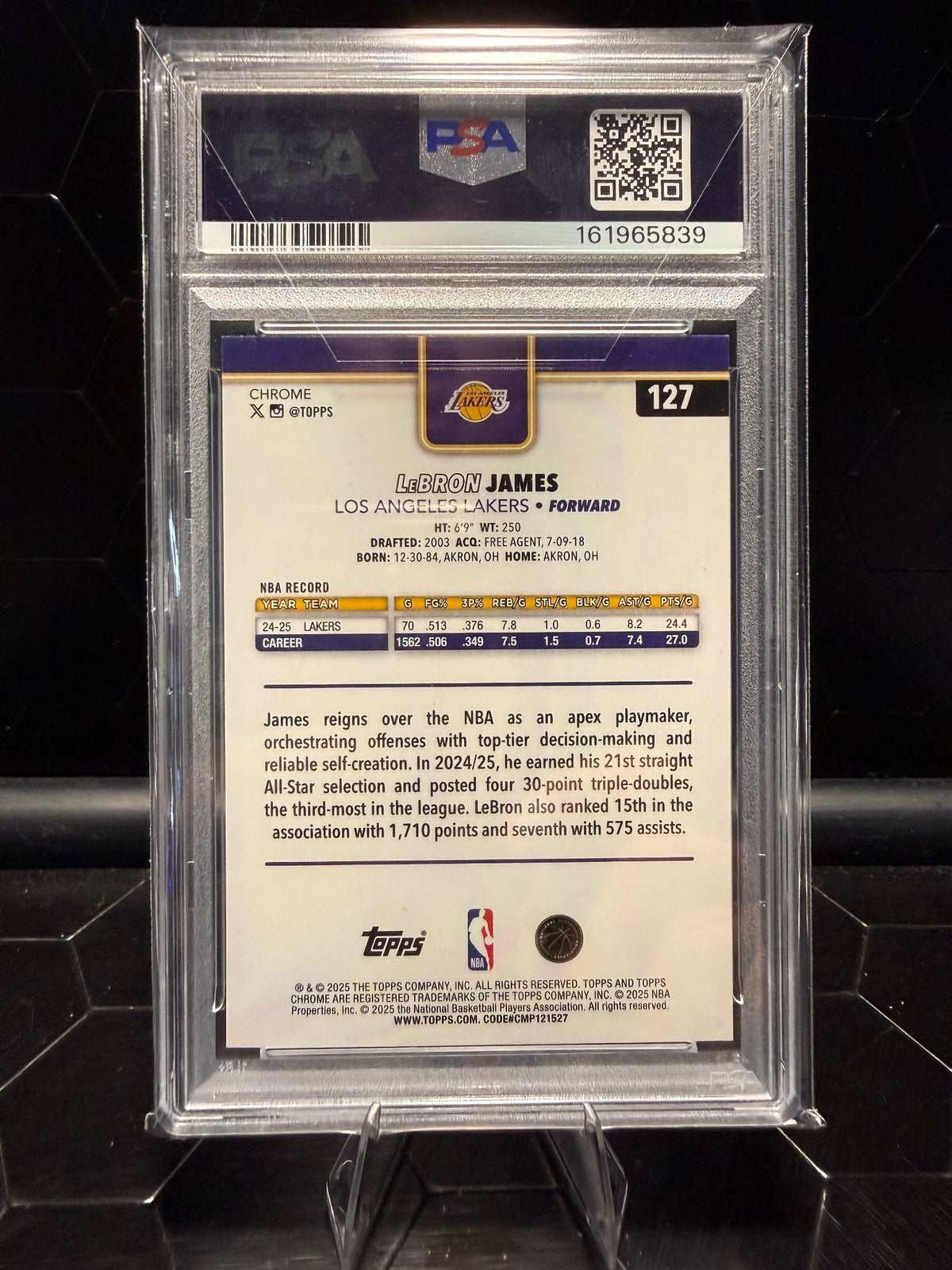 2025 Topps Chrome LeBron James #127 Basketball Refractor PSA 10