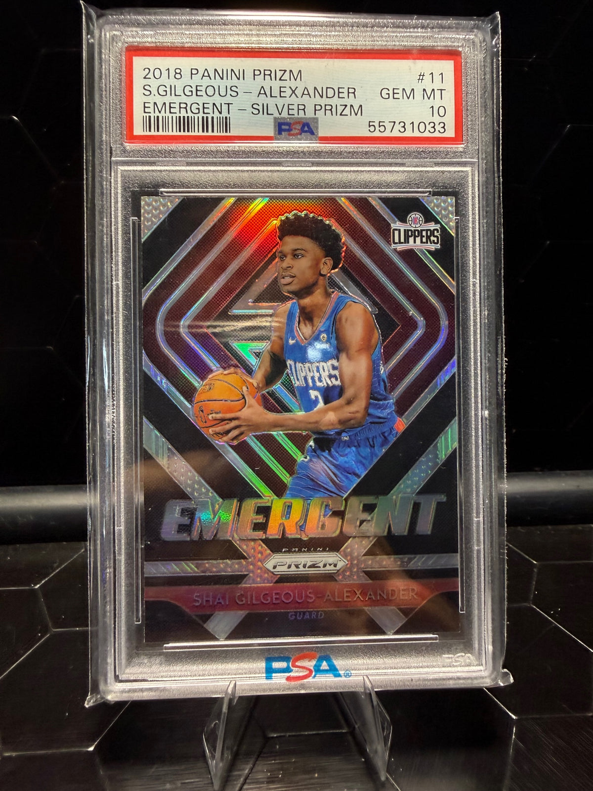 2018-19 Panini Prizm Shai Gilgeous-Alexander #11 Emergent Silver Prizm RC PSA 10