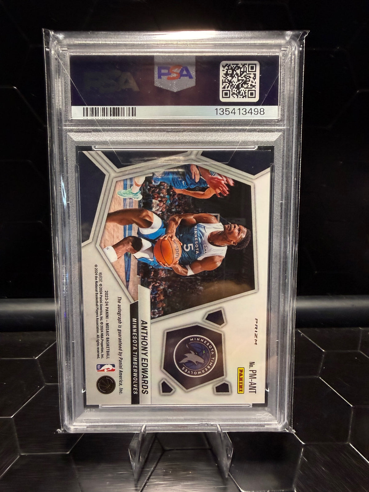 2023-24 Mosaic Anthony Edwards #PM-ANT Pictographs Choice Auto PSA 9 Auto 10