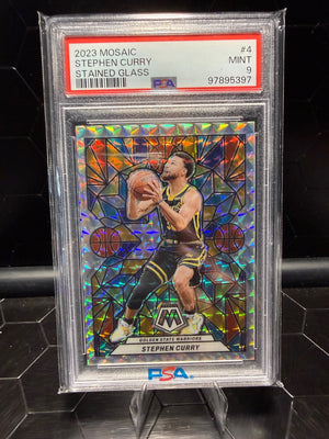 2023-24 Panini Mosaic Stephen Curry #4 Stained Glass PSA 9