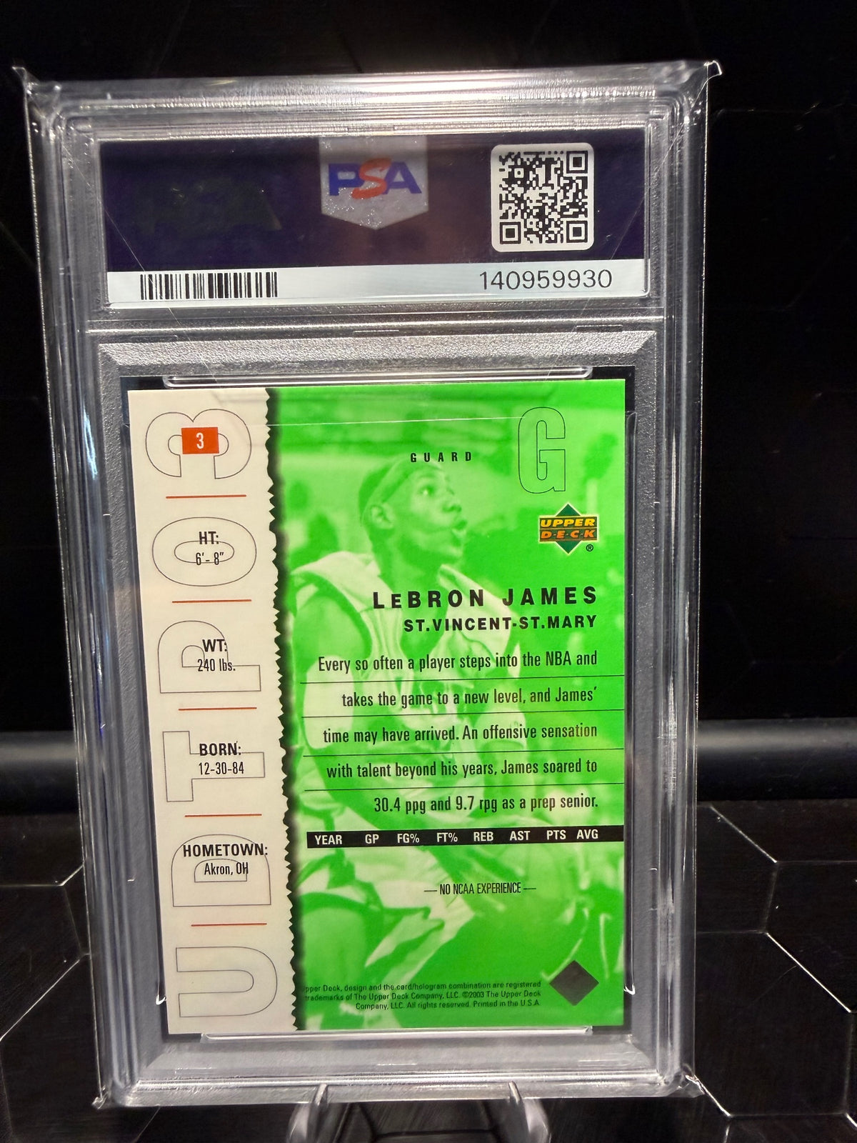 2003 Upper Deck Top Prospects LeBron James #3 PSA 10
