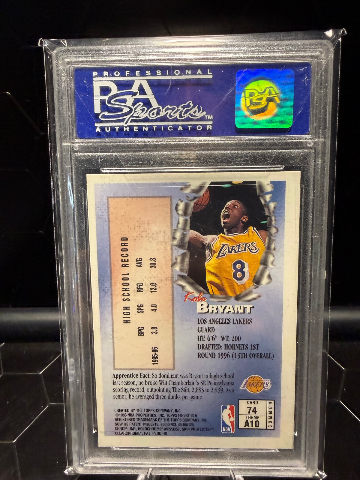 1996 Topps Finest Kobe Bryant #74 w/ Coating PSA 8