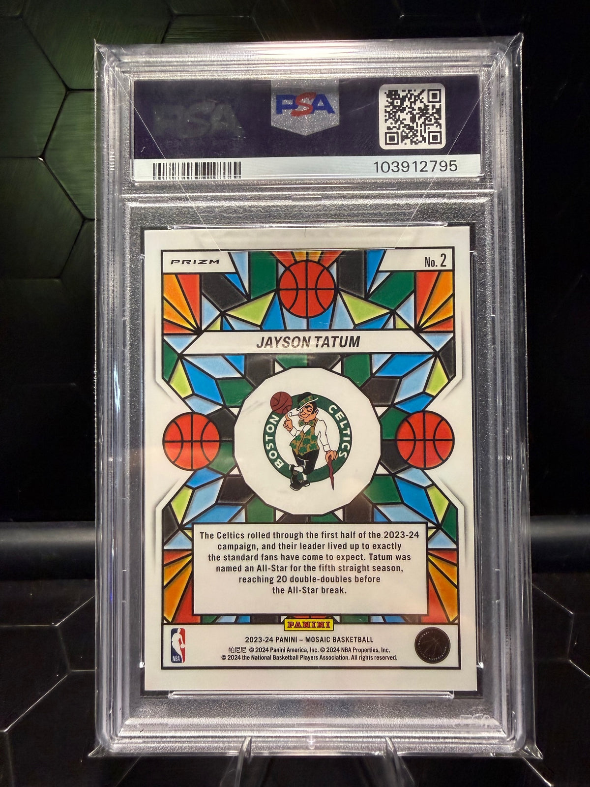 2023-24 Panini Mosaic Jayson Tatum #2 Stained Glass PSA 10