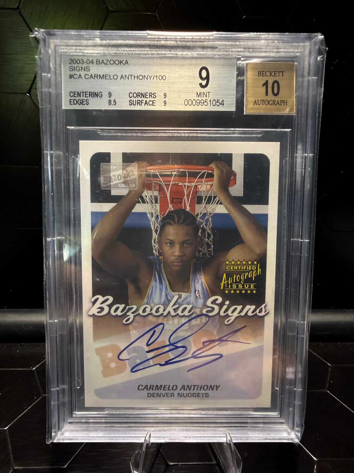 2003-04 Topps Bazooka Carmelo Anthony Bazooka Signs Auto /100 BGS 9 Auto 10