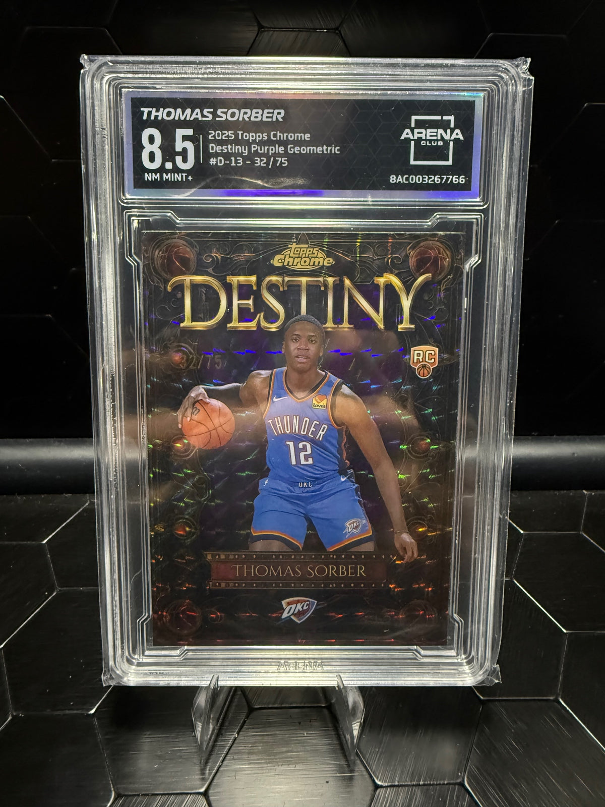 2025 Topps Chrome Thomas Sorber #D-13 Destiny Purple Geometric RC /75 AC 8.5