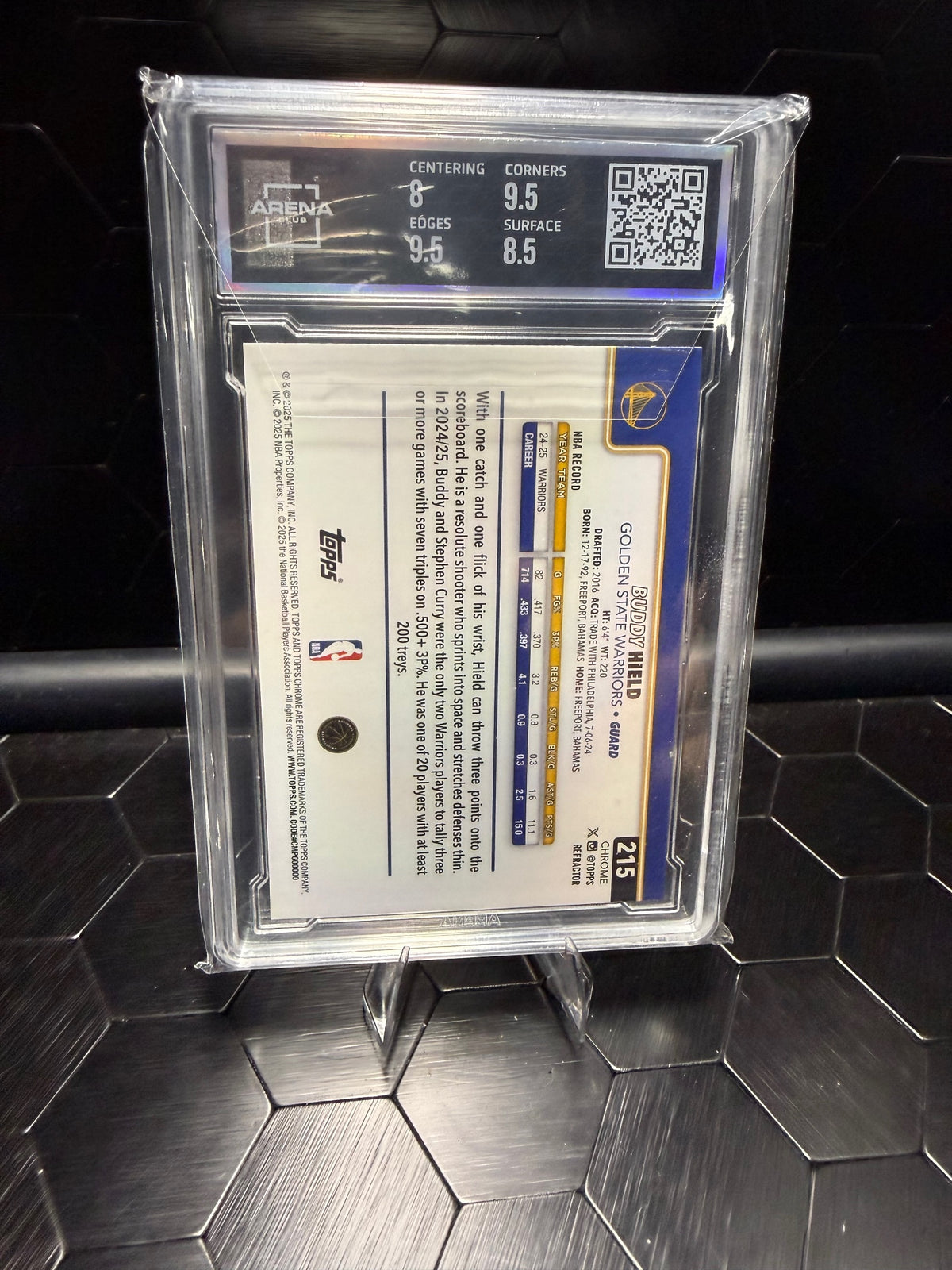 2025 Topps Chrome Buddy Hield #215 Refractor Arena Club 8.5