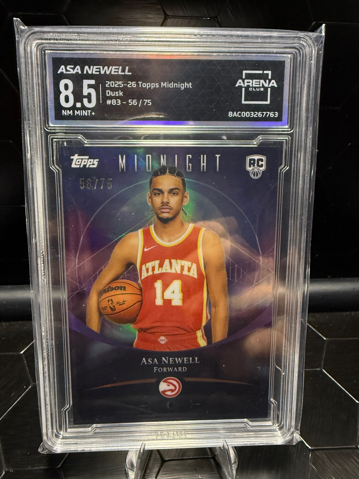 2025-26 Topps Midnight Asa Newell #83 Dusk RC 56/75 Arena Club 8.5