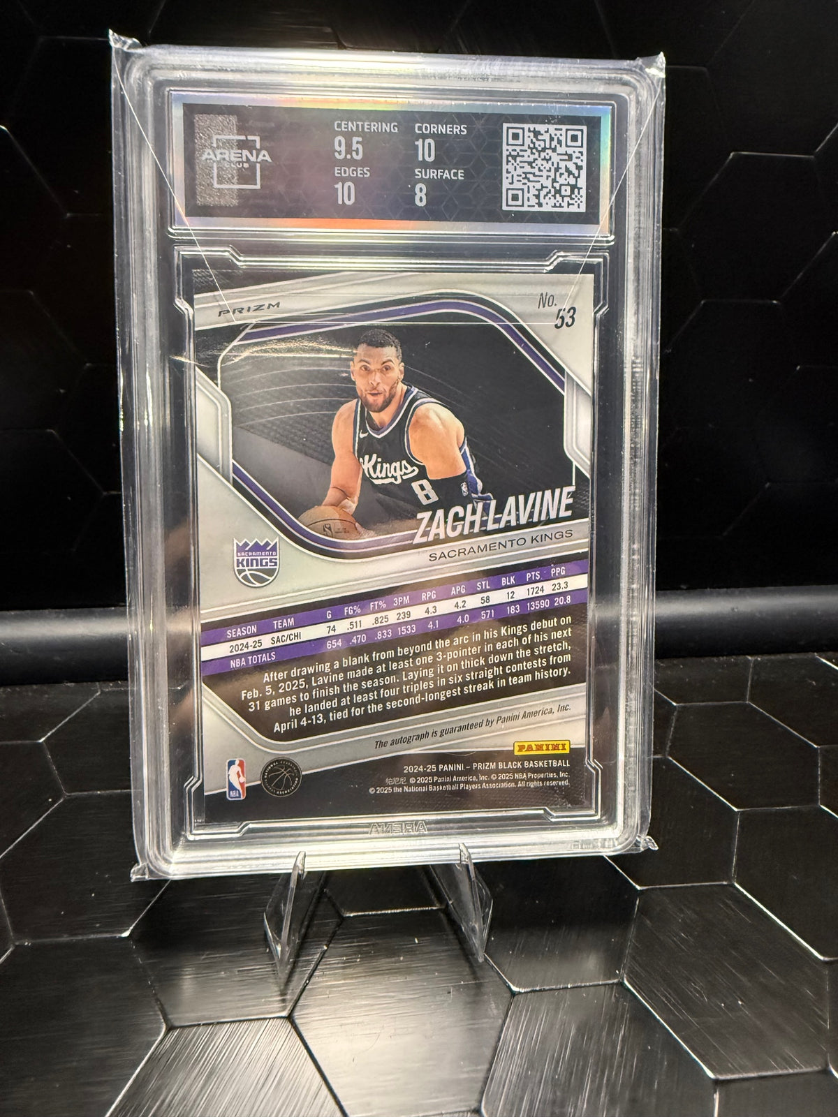 2024–25 Panini Prizm Black Zach LaVine #53 Silver Auto Arena Club 8.5 Auto 10