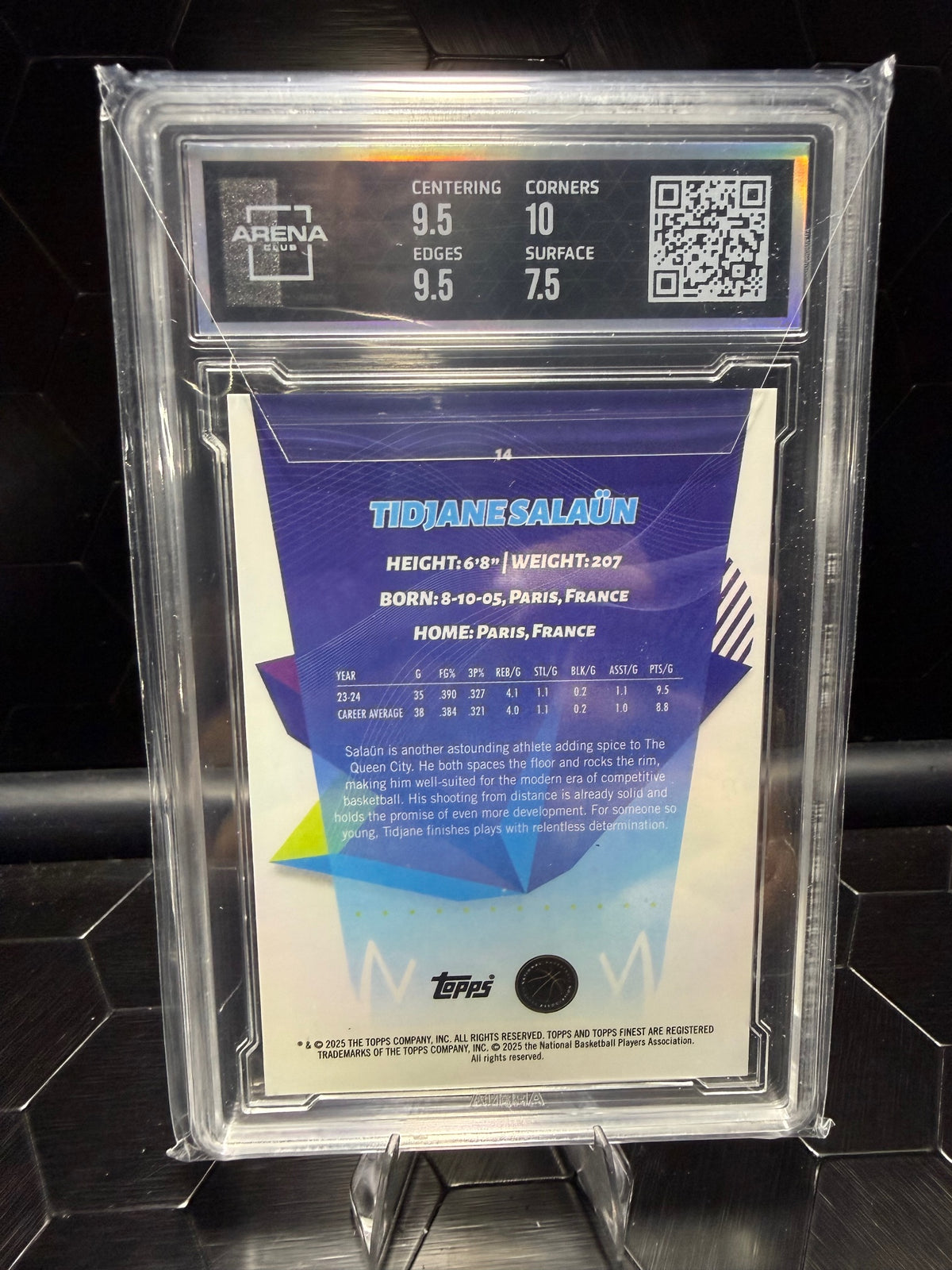 2024–25 Finest Tidjane Salaün #14 Gold Geometric Ref. /50 RC Arena Club 8