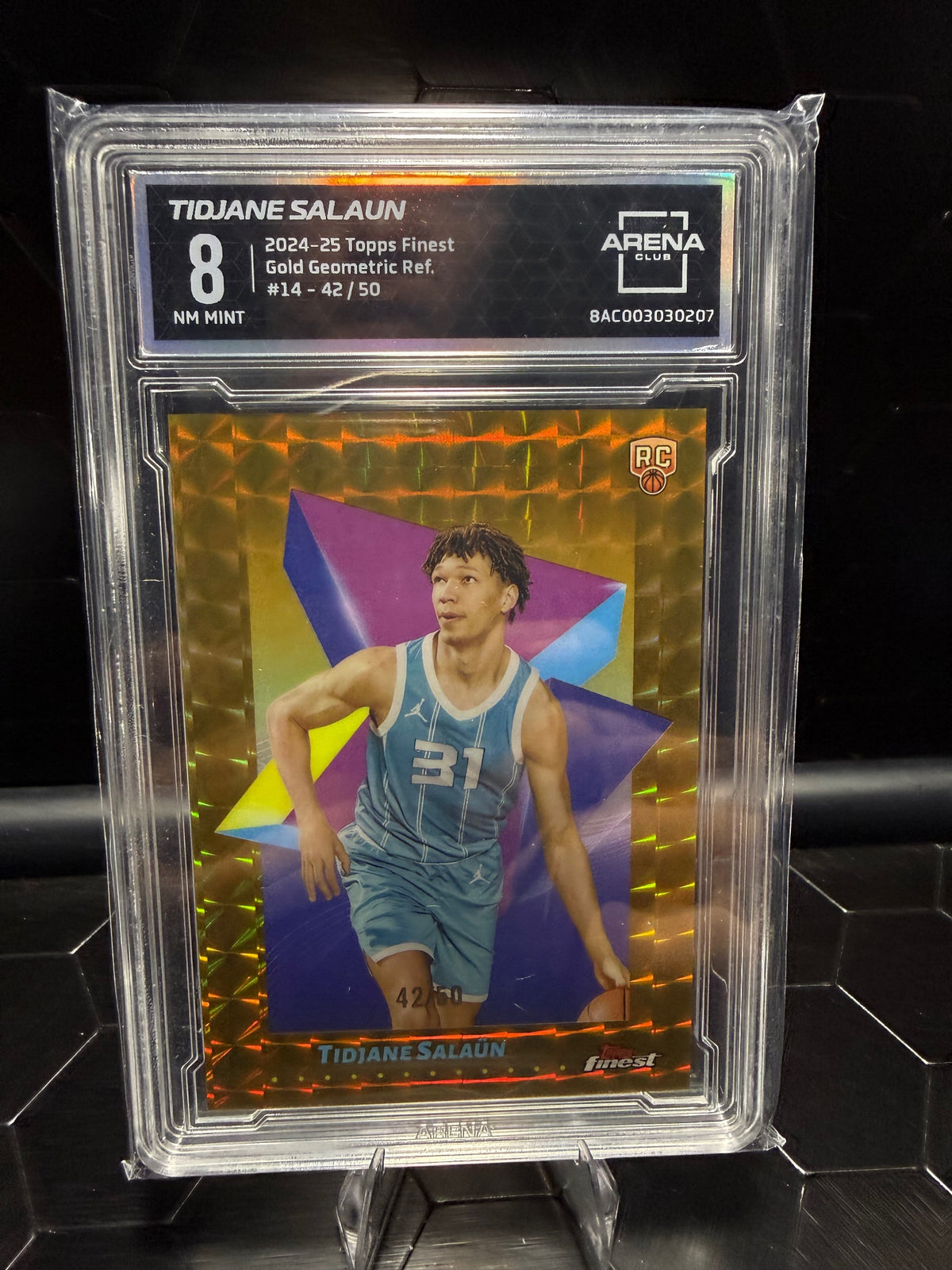 2024–25 Finest Tidjane Salaün #14 Gold Geometric Ref. /50 RC Arena Club 8