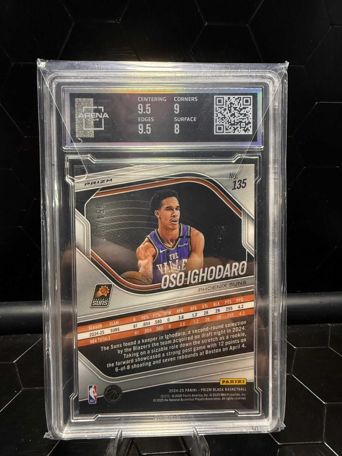 2024-25 Panini Prizm Black Oso Ighodaro #135 Pink RC 054/225 Arena Club 8.5
