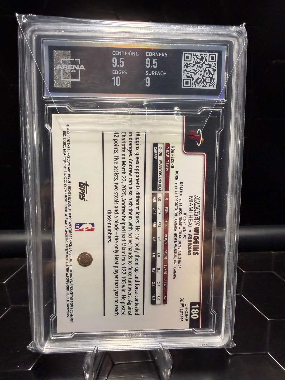 2025-26 Topps Chrome S/E Andrew Wiggins #180 Arena Club 9.5
