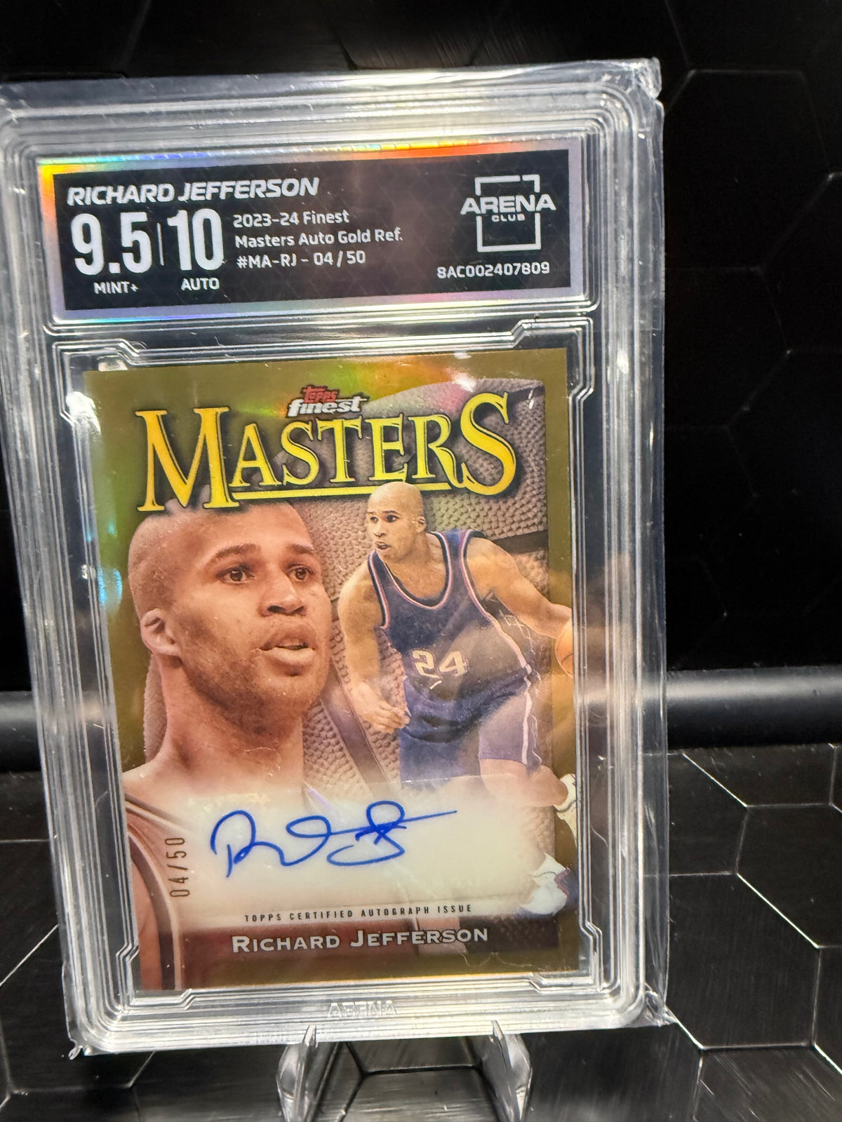 2023–24 Finest Richard Jefferson Masters Gold Ref Auto /50 Arena Club 9.5