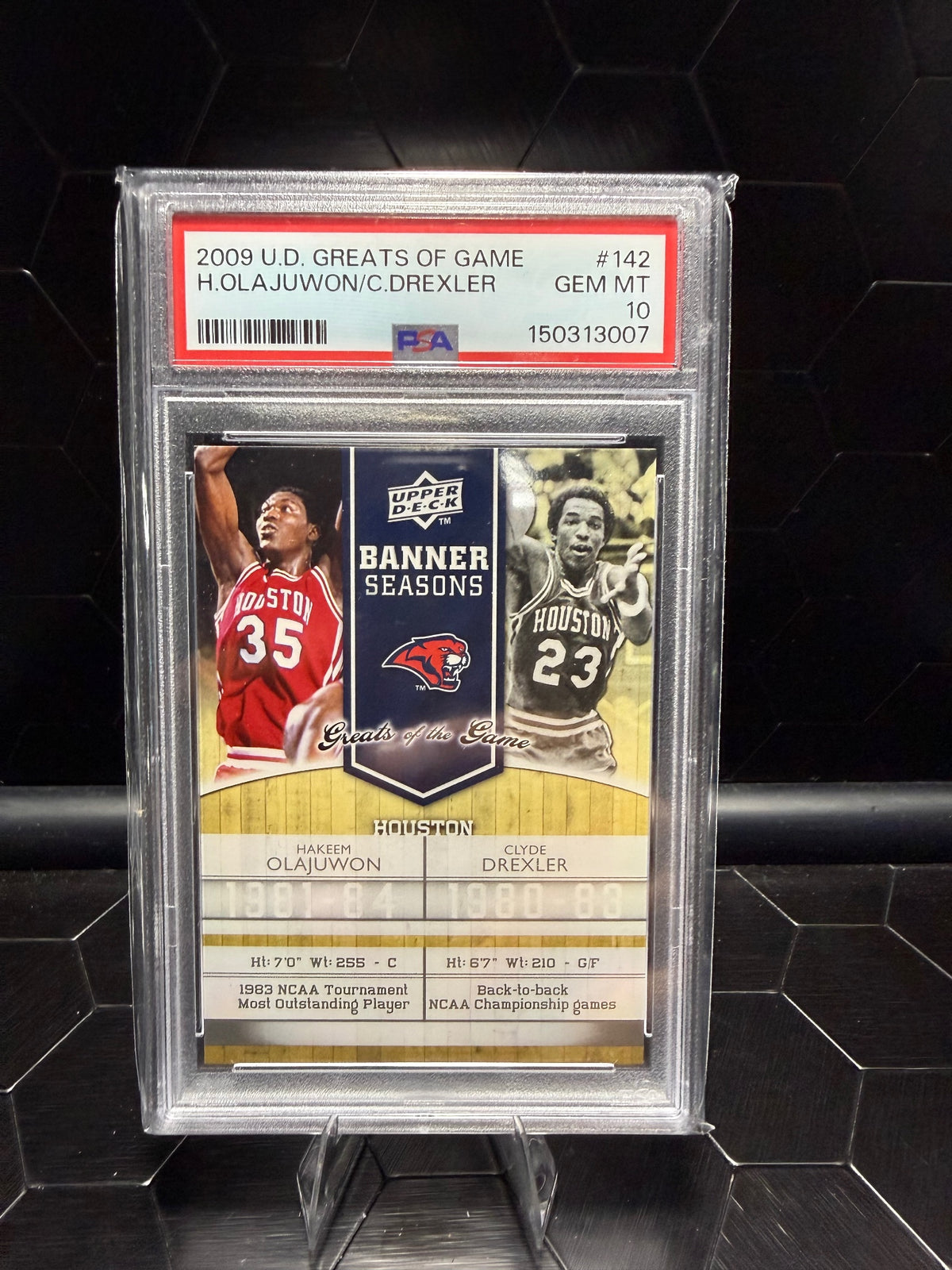2009 Upper Deck GOTG Hakeem Olajuwon / Clyde Drexler #142 Banner Seasons PSA 10