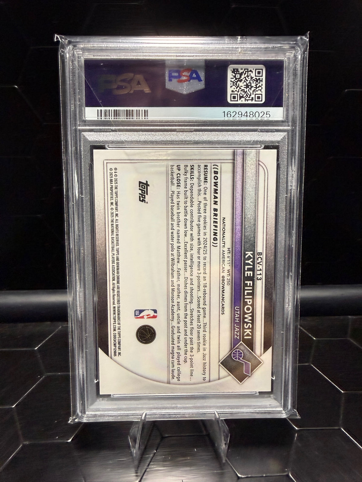2025–26 Bowman Chrome Sapphire Kyle Filipowski #BCV-113 Orange /25 PSA 9