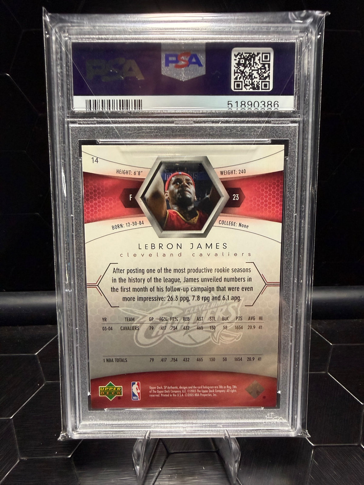 2004 SP Authentic LeBron James #14 PSA 9
