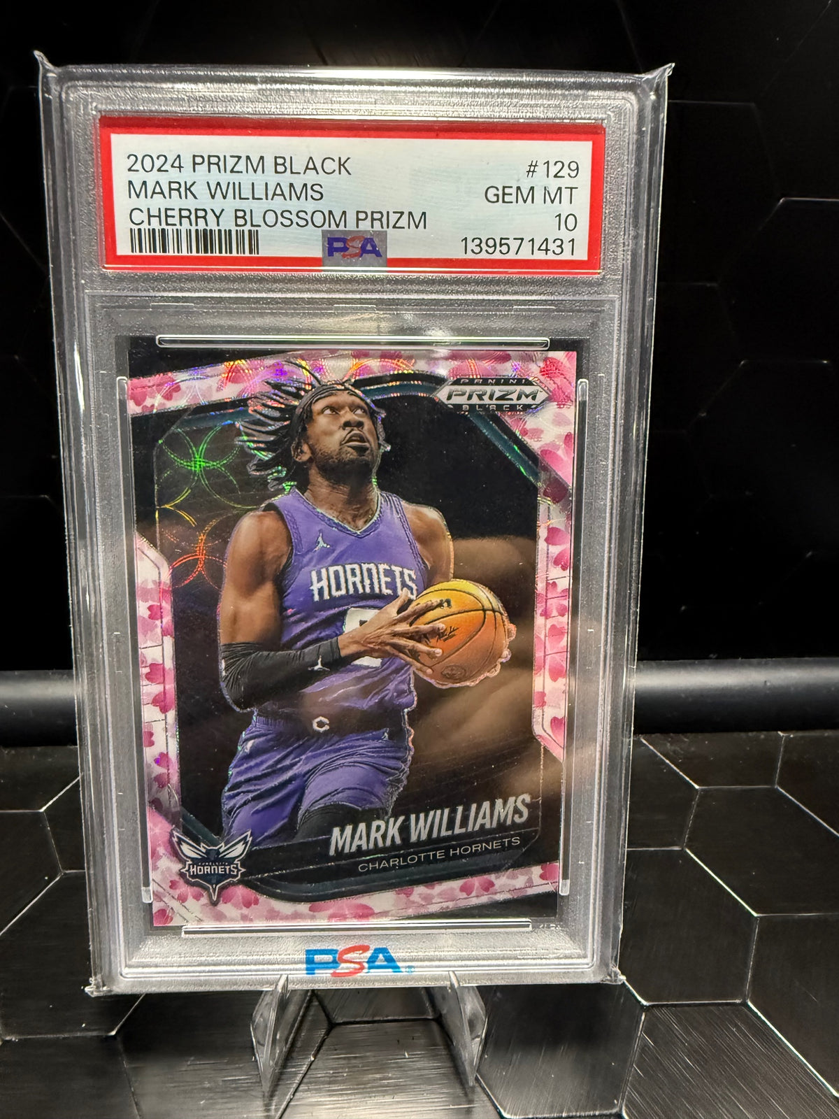 2024-25 Panini Prizm Black Mark Williams #129 Cherry Blossom Prizm 16/20 PSA 10
