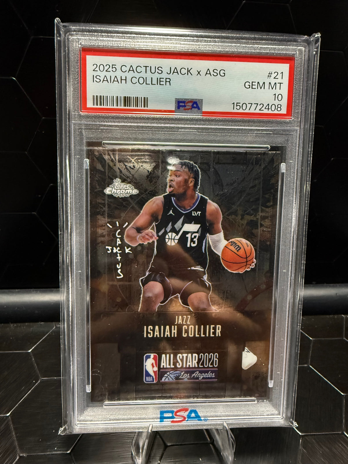 2025 Topps Chrome Cactus Jack x ASG Isaiah Collier #21 PSA 10