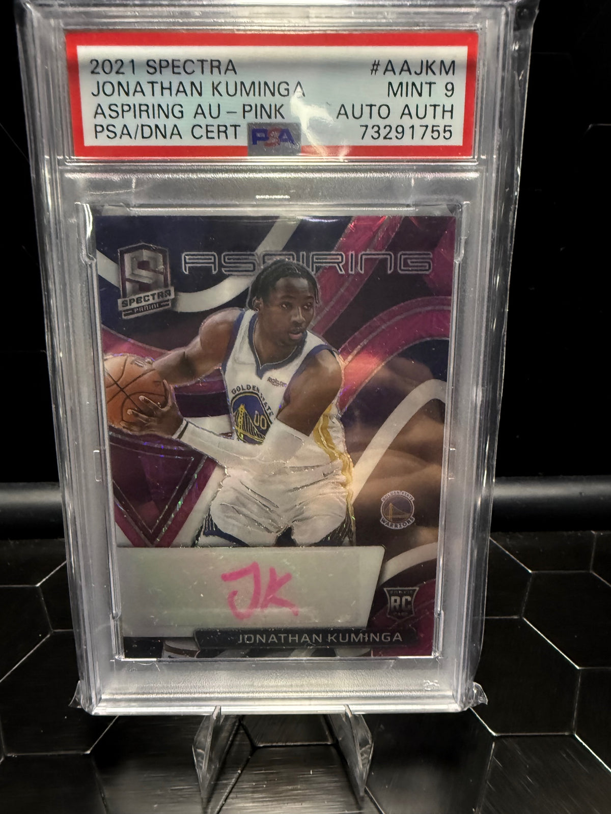 2021 Panini Spectra Jonathan Kuminga #AA-JKM Aspiring Pink RC Auto /25 PSA 9