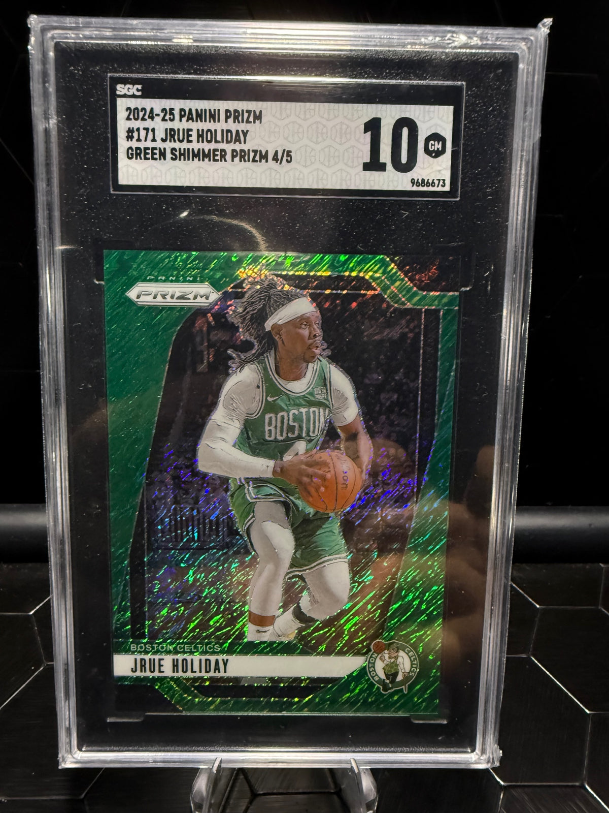 2024-25 Panini Prizm Jrue Holiday #171 Green Shimmer Prizm /5 SGC 10