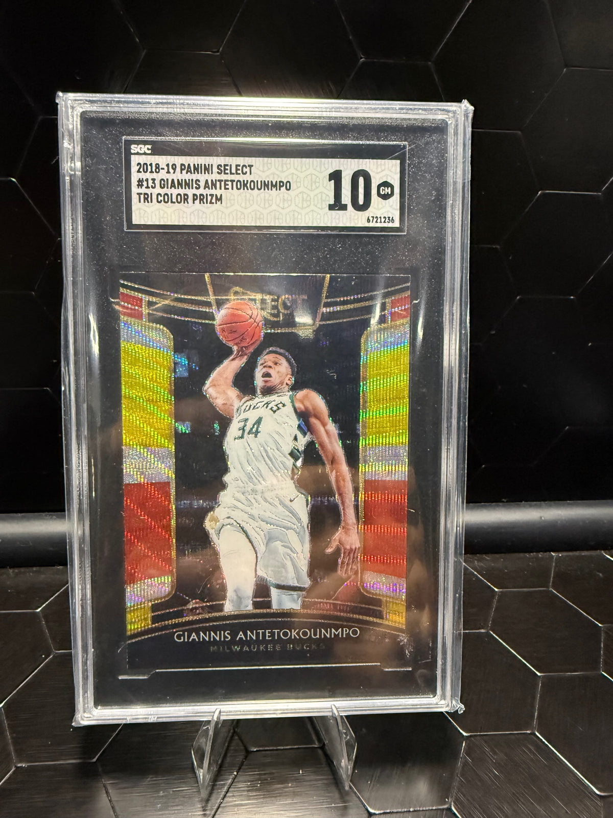 2018-19 Panini Select Giannis Antetokounmpo #13 Tri Color Prizm SGC 10