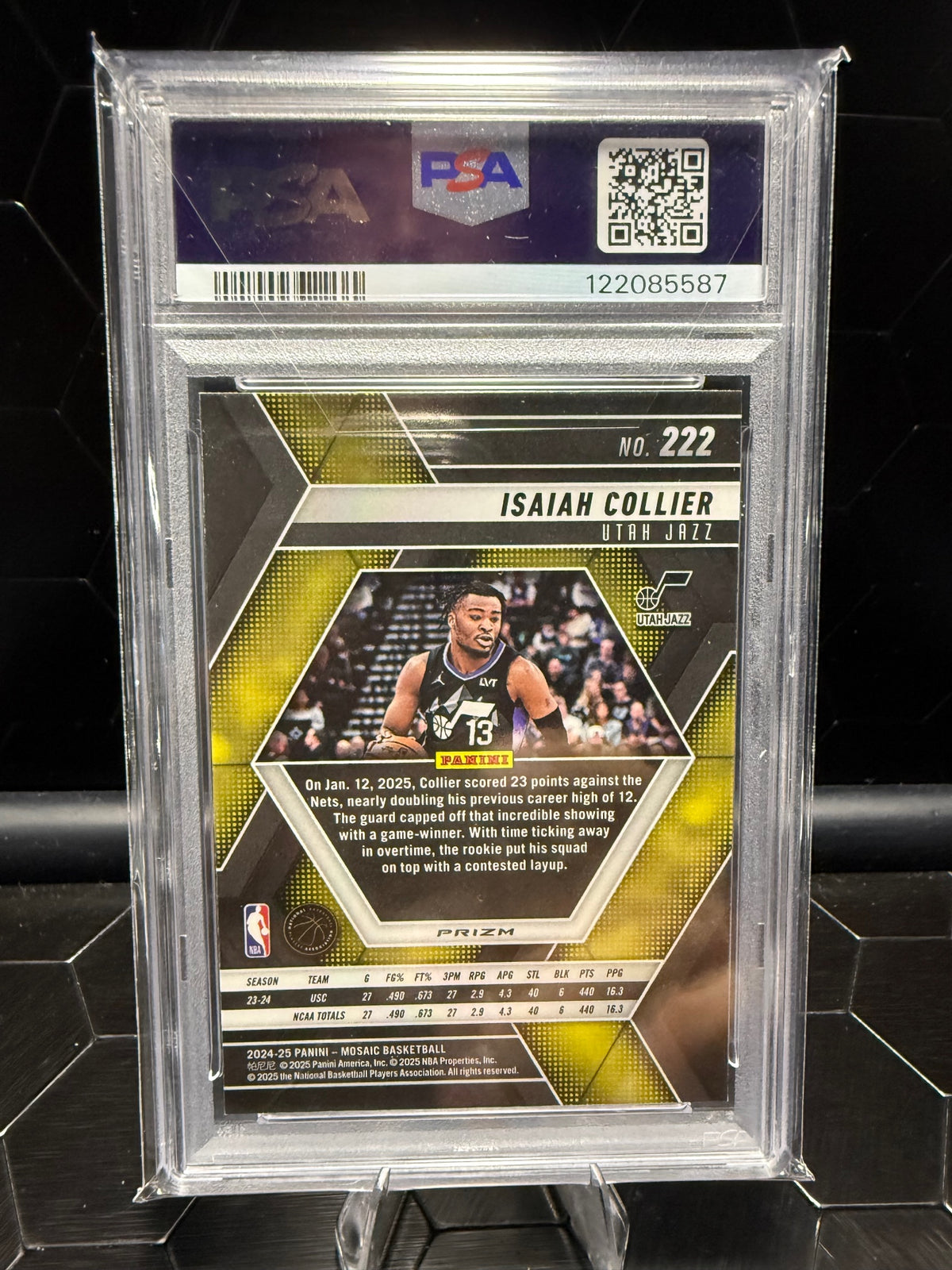 2024-25 Panini Mosaic Isaiah Collier #222 Glitter RC PSA 9
