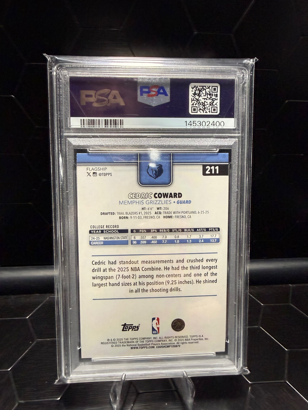 2025 Topps Cedric Coward #211 Topps Foil RC PSA 9