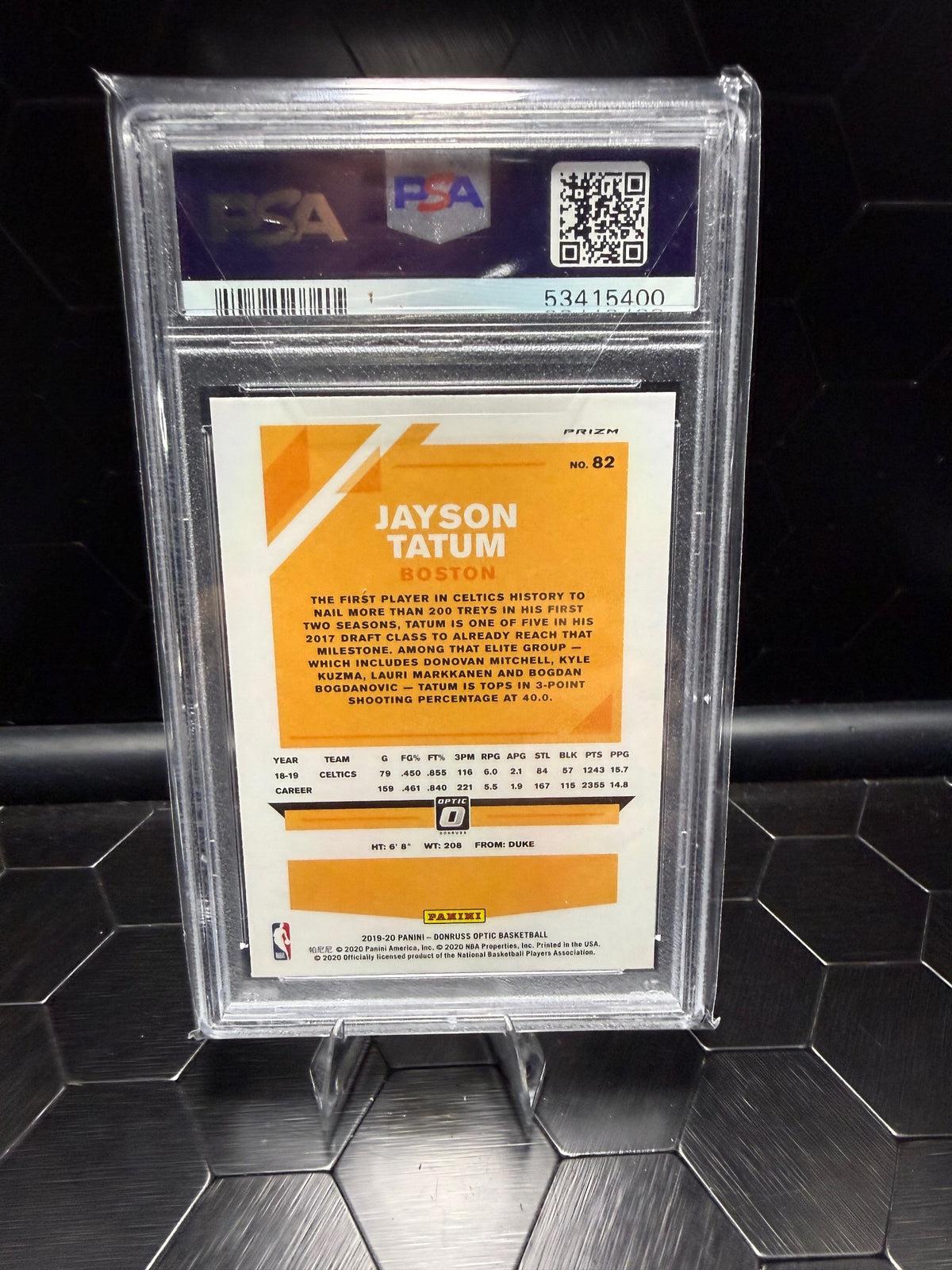 2019-20 Panini Donruss Optic Jayson Tatum #82 Hyper Pink PSA 9