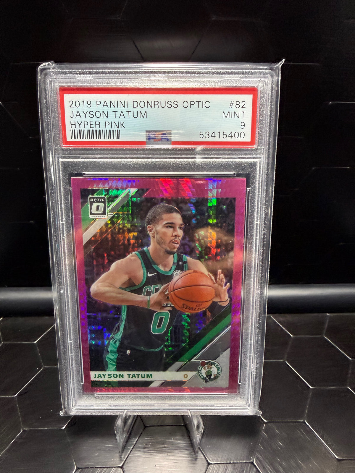 2019-20 Panini Donruss Optic Jayson Tatum #82 Hyper Pink PSA 9
