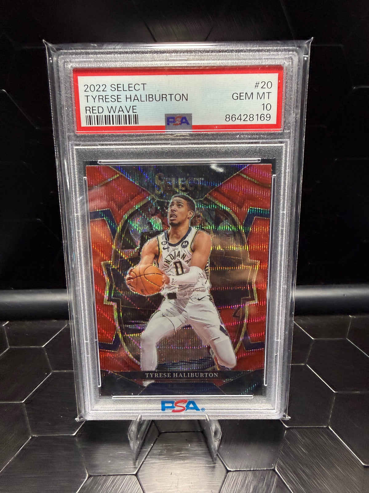2022-23 Panini Select Tyrese Haliburton #20 Concourse Red Wave Prizm PSA 10