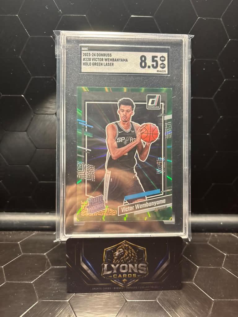 2023-24 Panini Donruss Victor Wembanyama #220 Holo Green Laser RC SGC 8.5