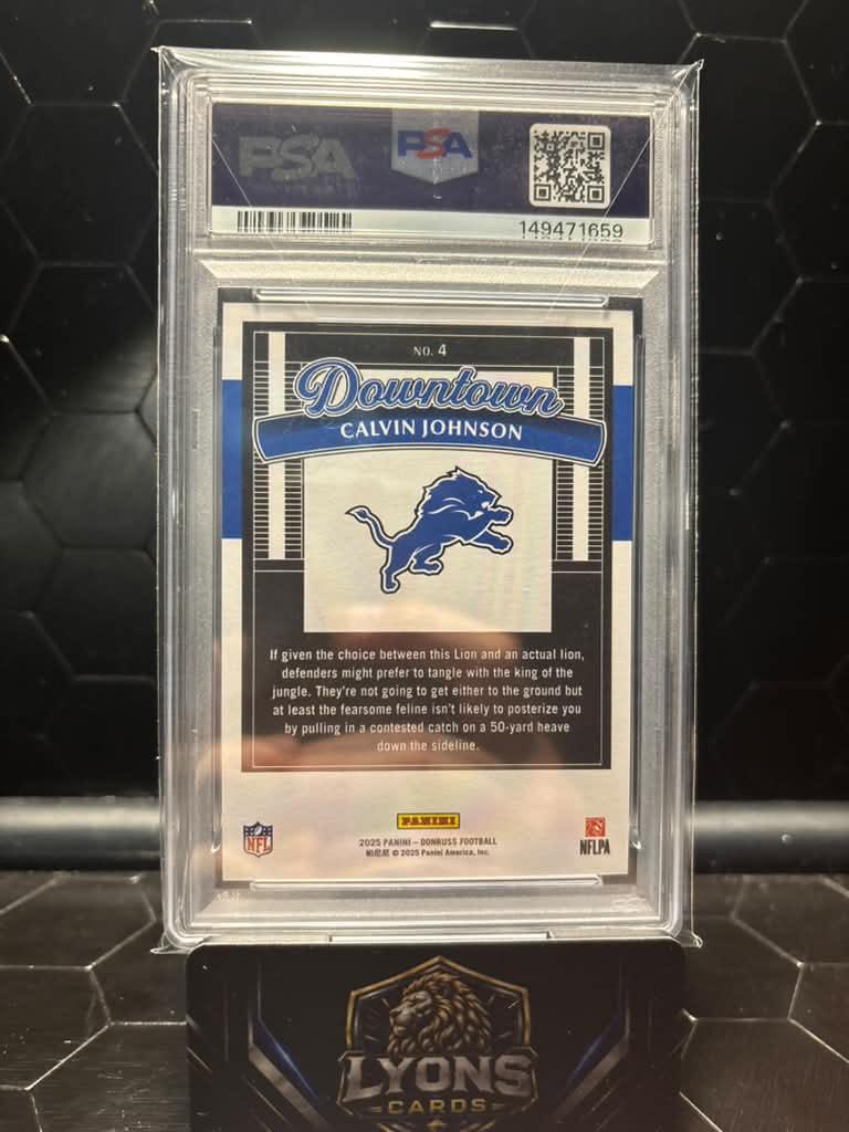 2025 Donruss Calvin Johnson #4 Downtown PSA 10