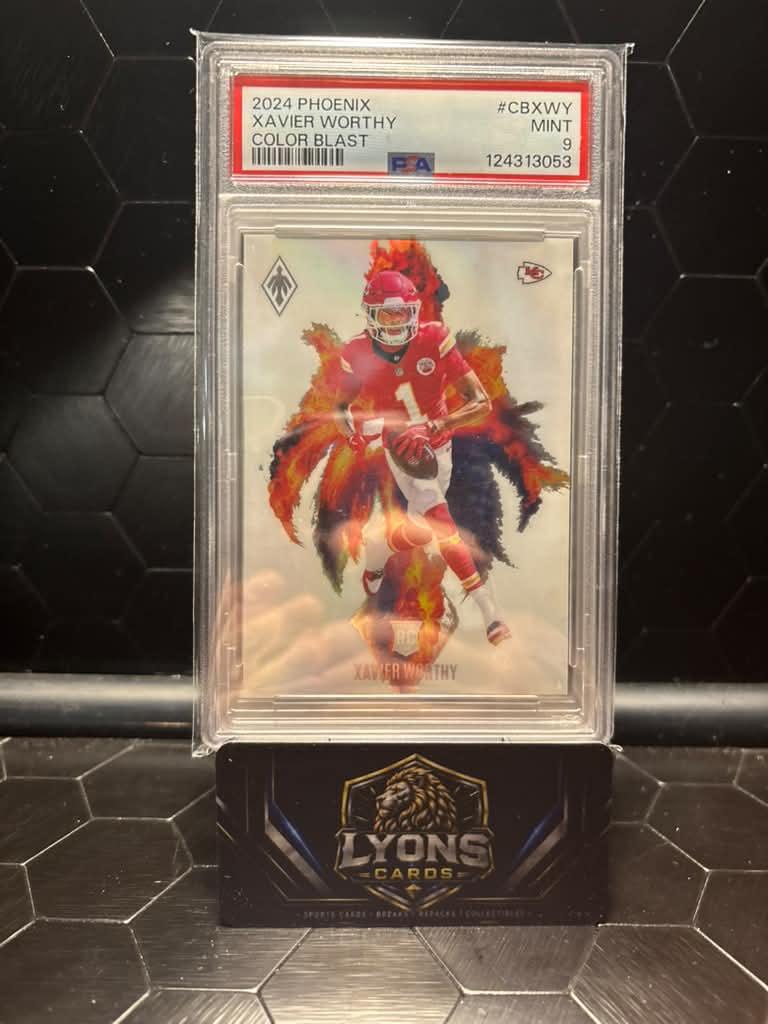 2024 Panini Phoenix Xavier Worthy #CB-XWY Color Blast RC PSA 9