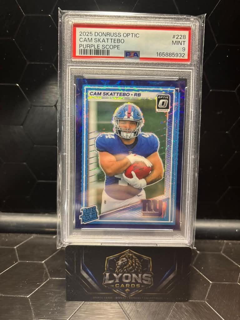 2025 Donruss Optic #228 Cam Skattebo Purple Scope PSA 9