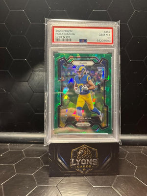 2023 Panini Prizm Puka Nacua #357 Green Ice Prizm RC PSA 10