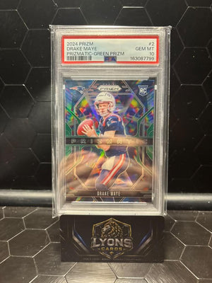 2024 Panini Prizm Drake Maye #2 Prizmatic Green Prizm RC PSA 10