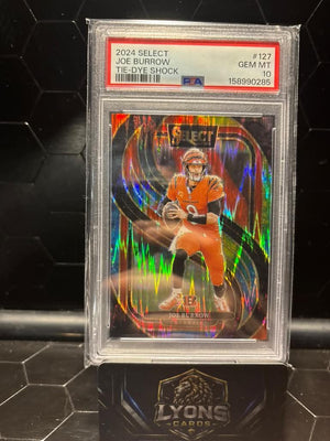 2024 Select Joe Burrow #127 Tie-Dye Shock Prizm /25 PSA 10