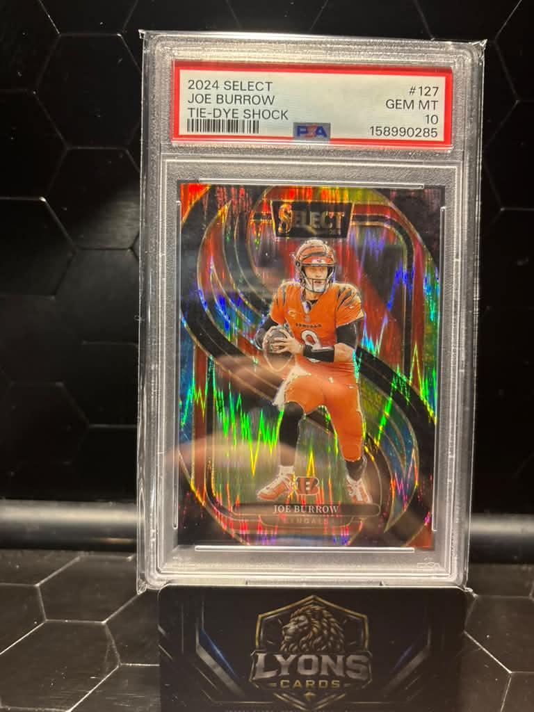2024 Select Joe Burrow #127 Tie-Dye Shock Prizm /25 PSA 10