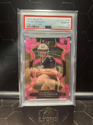 2025 Select Tyler Shough #41 Pink Glitter Prizm RC /15 PSA 10
